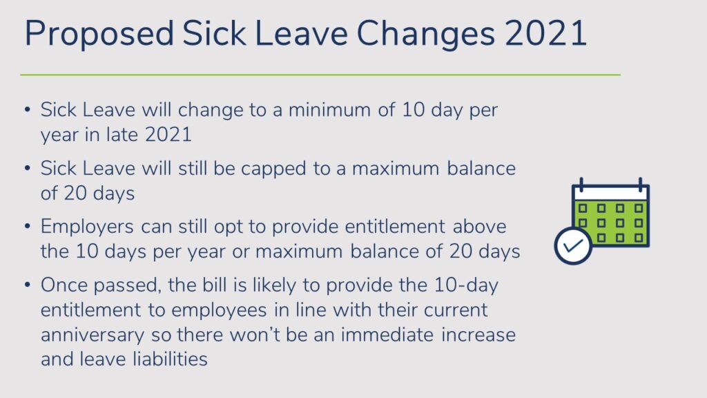 Sick Leave Proposed Changes to Entitlement in 2021 NLC Payroll